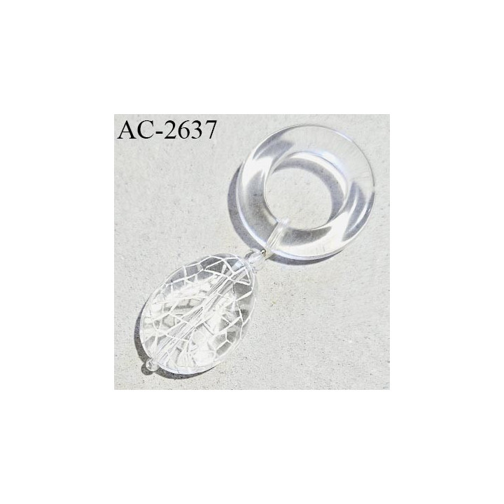 Décor ornement anneau transparent diamètre 15 mm diamètre extérieur 27 mm avec pendentif hauteur 25 mm largeur 19 mm