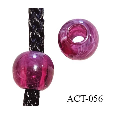 Décor accessoire perle diamètre 10 mm couleur framboise ou violine avec passage pour un cordon de 3 mm prix à la pièce