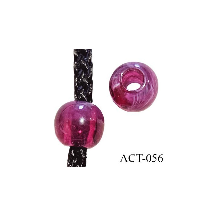 Décor accessoire perle diamètre 10 mm couleur framboise ou violine avec passage pour un cordon de 3 mm prix à la pièce
