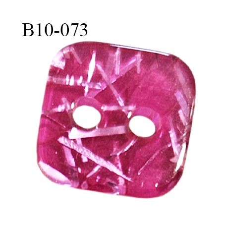 Bouton carré 10 mm couleur rose fuchsia irisé 2 trous épaisseur 3 mm prix à la pièce