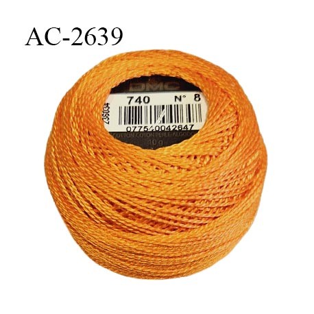 Pelote coton perlé n°8 couleur orange prix pour une pelote de 10 g soit environ 80 mètres