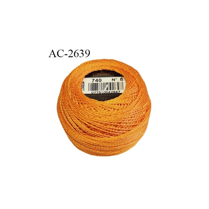 Pelote coton perlé n°8 couleur orange prix pour une pelote de 10 g soit environ 80 mètres