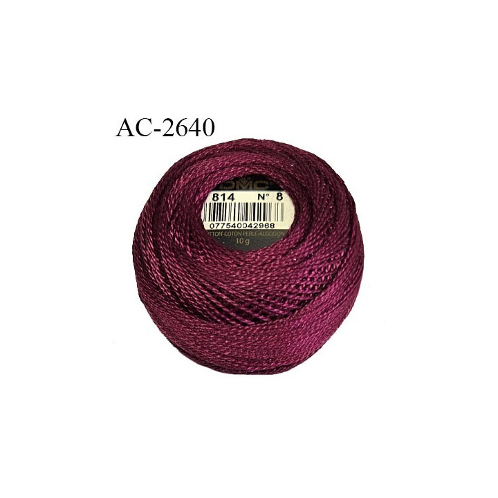 Pelote coton perlé n°8 couleur bordeaux prix pour une pelote de 10 g soit environ 80 mètres