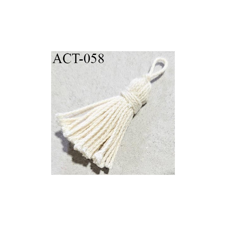 Pompon décor ornement en coton couleur écru hauteur 35 mm prix à la pièce