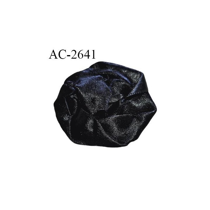 Décor ornement fleur en tissu satiné à coudre diamètre 5 cm couleur noir prix à l'unité