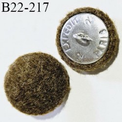 Bouton feutrine 22 mm couleur marron diamètre 22 mm épaisseur 6 mm culot en alu accroche avec un anneau prix à la pièce