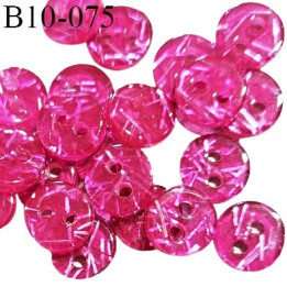 Bouton rond 10 mm couleur rose fuchsia irisé 2 trous épaisseur 3 mm prix à la pièce