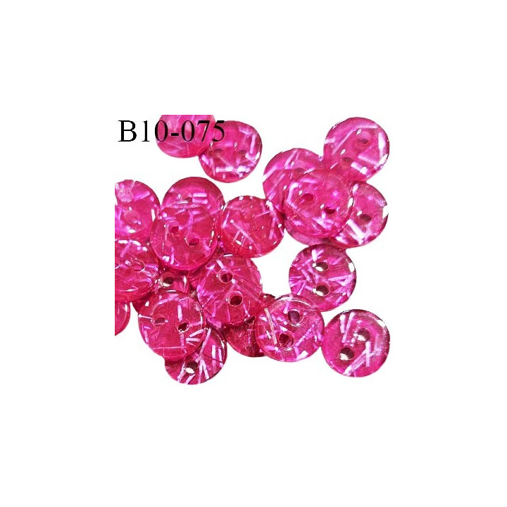 Bouton rond 10 mm couleur rose fuchsia irisé 2 trous épaisseur 3 mm prix à la pièce