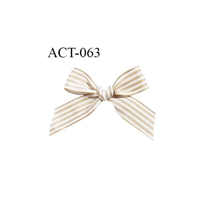 Noeud lingerie 40 mm à rayure couleur beige et blanc largeur 40 mm hauteur 30 mm prix à la pièce