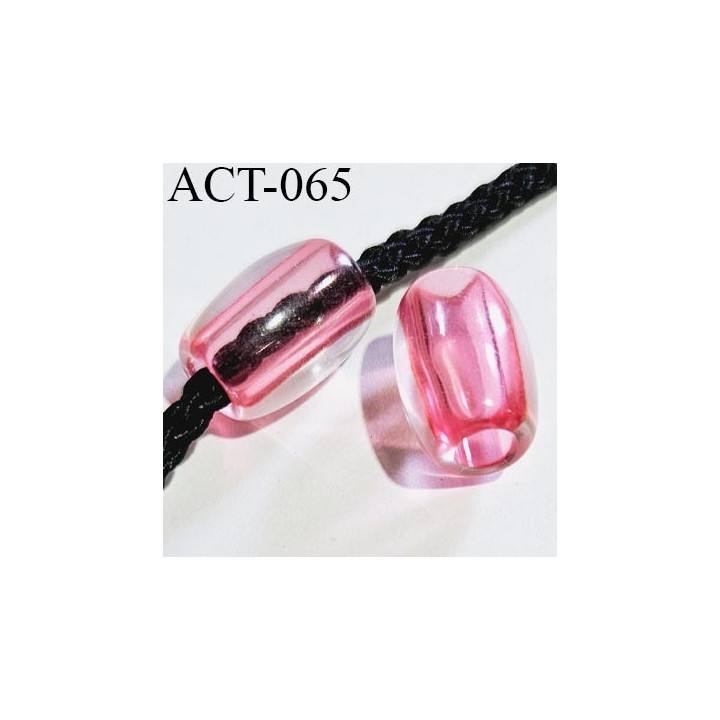 Décor accessoire perle longueur 15 mm largeur 10 mm couleur transparent et rose avec passage pour un cordon de 3 mm