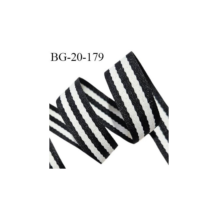 Sangle polyamide très solide 20 mm douce comme du coton couleur noir et blanc largeur 20 mm épaisseur 0.5 mm prix au mètre