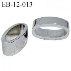 Passant métal 12 mm couleur argent avec inscription gravée passage intérieur 10 mm hauteur extérieure 12 mm largeur 5 mm