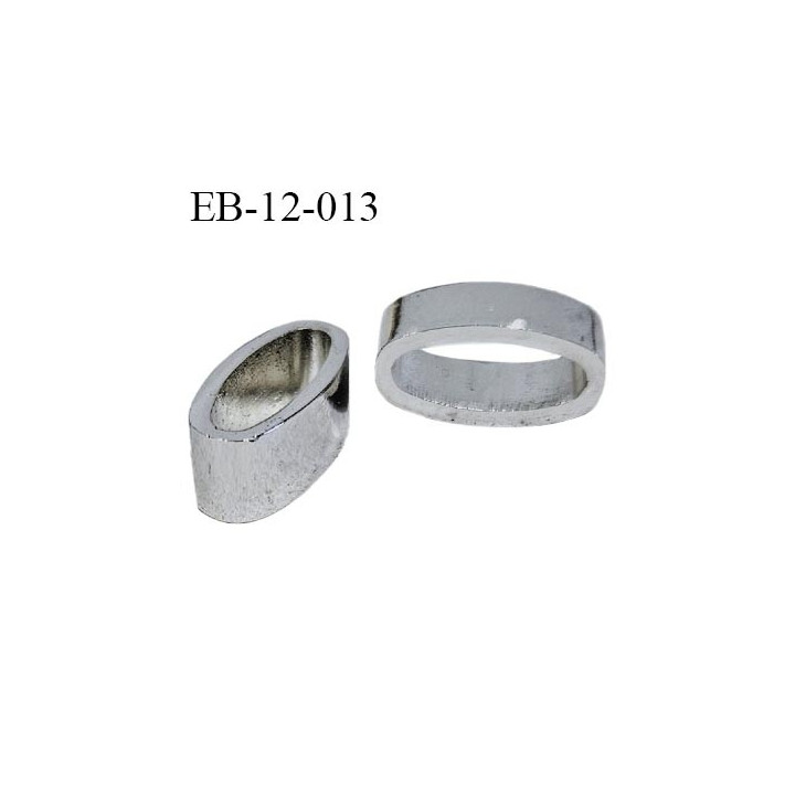 Passant métal 12 mm couleur argent avec inscription gravée passage intérieur 10 mm hauteur extérieure 12 mm largeur 5 mm