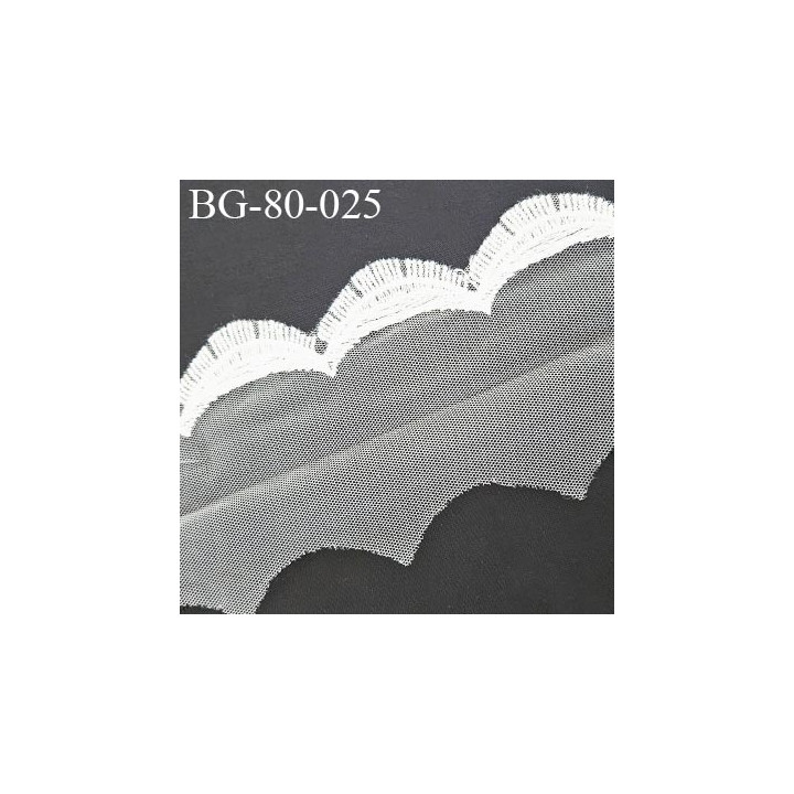 Galon dentelle broderie sur tulle non extensible couleur écru largeur 80 mm prix au mètre