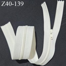 Fermeture zip en morceau de 40 cm avec un curseur couleur écru zip glissière nylon largeur 4 mm longueur 40 cm