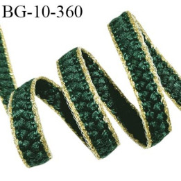 Galon tressé 10 mm couleur vert avec bordures lurex doré largeur 10 mm prix au mètre