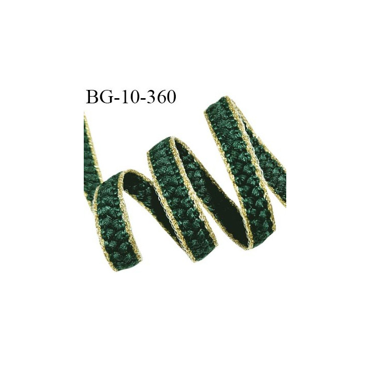 Galon tressé 10 mm couleur vert avec bordures lurex doré largeur 10 mm prix au mètre
