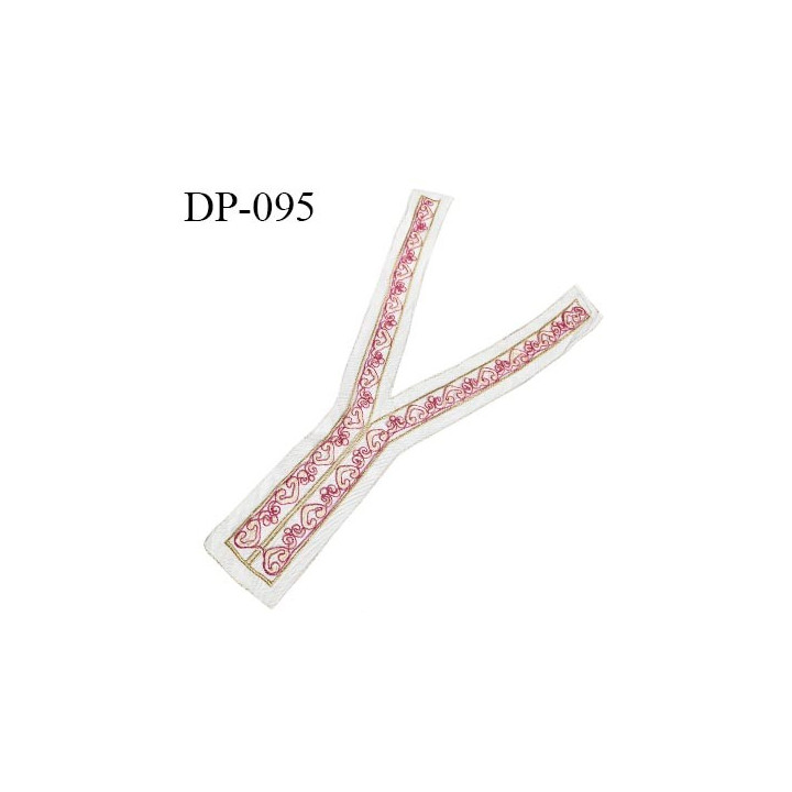 Devant plastron col borderies sur tulle couleur naturel largeur en bas 8 cm hauteur 46 cm prix à l'unité