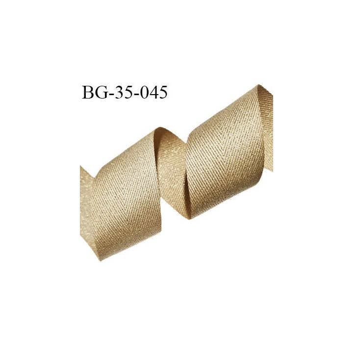 Biais sergé 35 mm couleur beige sable avec lurex doré largeur 35 mm très souple prix au mètre