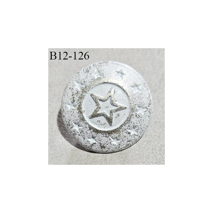 Bouton 12 mm en métal couleur blanc et argent avec motif étoile diamètre 12 mm accroche avec un anneau prix à l'unité
