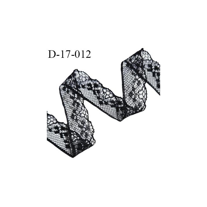 Dentelle synthétique 17 mm non extensible couleur noir dentelle fine largeur 17 mm prix au mètre