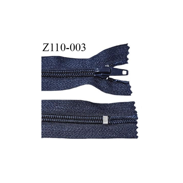 Fermeture zip 110 cm non séparable couleur bleu marine largeur 2.5 cm longueur 110 cm largeur de la glissière nylon 4 mm