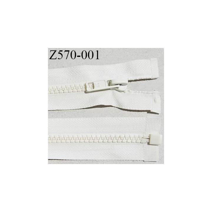 Fermeture zip 570 cm couleur écru largeur 3.2 cm zip moulée largeur 6 mm longueur 5m70 prix à la pièce