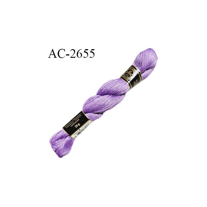 Echevette de coton perlé DMC 100% coton n°8 couleur lilas prix pour une échevette de 25 g soit environ 200 mètres