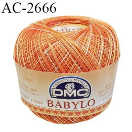Pelote de fil à crochet fin DMC Babylo 100% coton couleur orange et jaune en dégradé grosseur 20 pour crochet de 1,25 à 1,50 mm