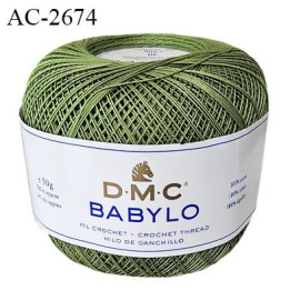 Pelote de fil à crochet fin DMC Babylo 100% coton couleur vert grosseur 30 pour crochet de 1 à 1,25 mm prix pour une pelote