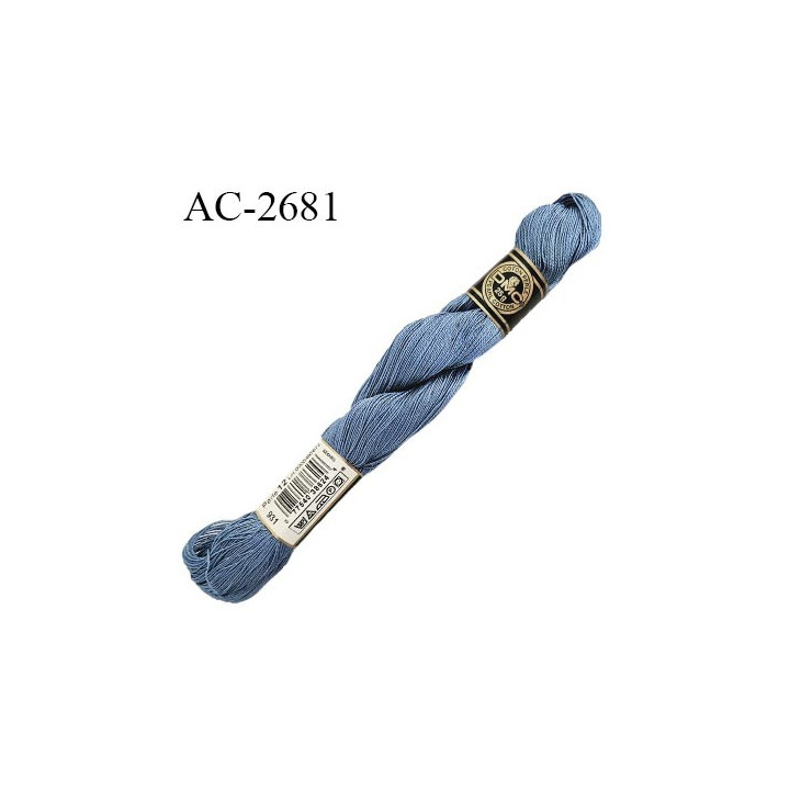 Echevette de coton perlé DMC 100% coton n°12 couleur bleu gris prix pour une échevette de 25 g soit environ 300 mètres