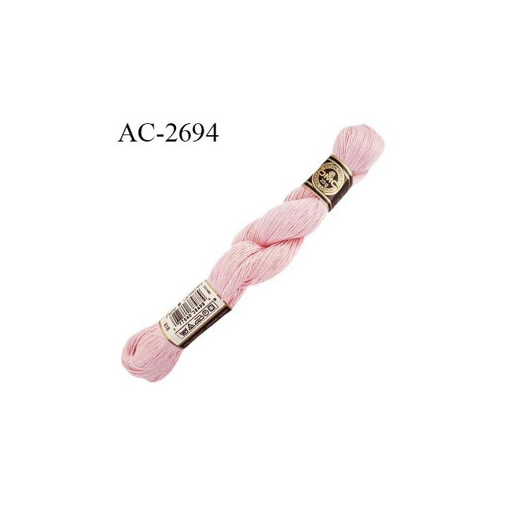 Echevette de coton perlé DMC 100% coton n°12 couleur rose pâle prix pour une échevette de 25 g soit environ 300 mètres