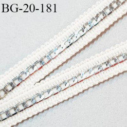 Galon coton 20 mm couleur beige avec chaînette couleur argent largeur 20 mm prix au mètre