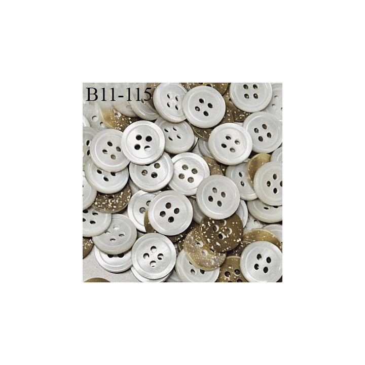 Bouton 11 mm couleur gris clair nacré diamètre 11 mm épaisseur 2 mm prix à l'unité