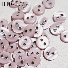 Bouton 10 mm haut de gamme couleur vieux rose brillant 2 trous diamètre 10 mm épaisseur 2.5 mm fabriqué en France
