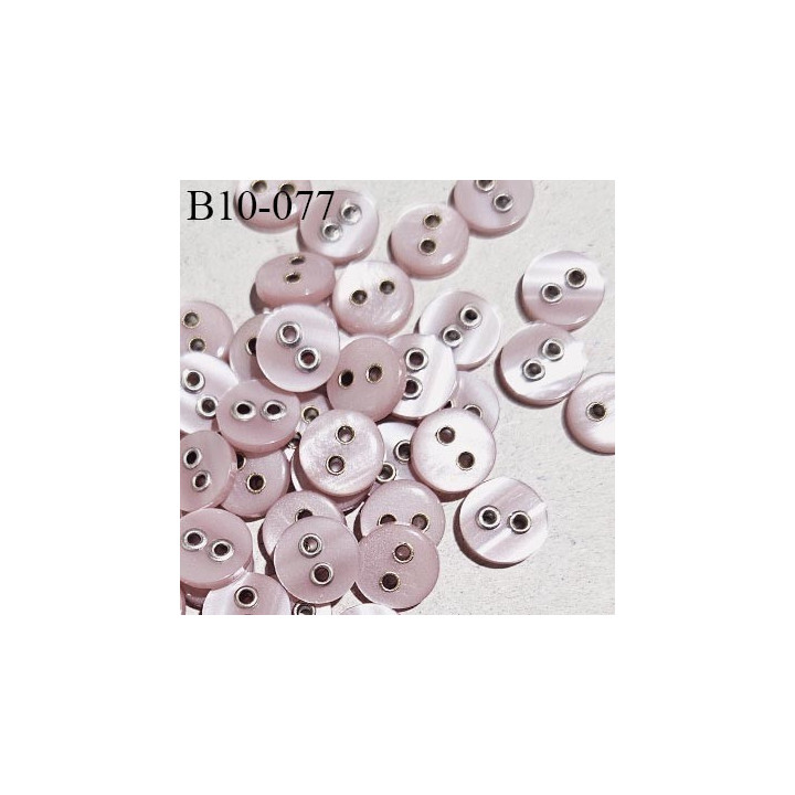 Bouton 10 mm haut de gamme couleur vieux rose brillant 2 trous diamètre 10 mm épaisseur 2.5 mm fabriqué en France