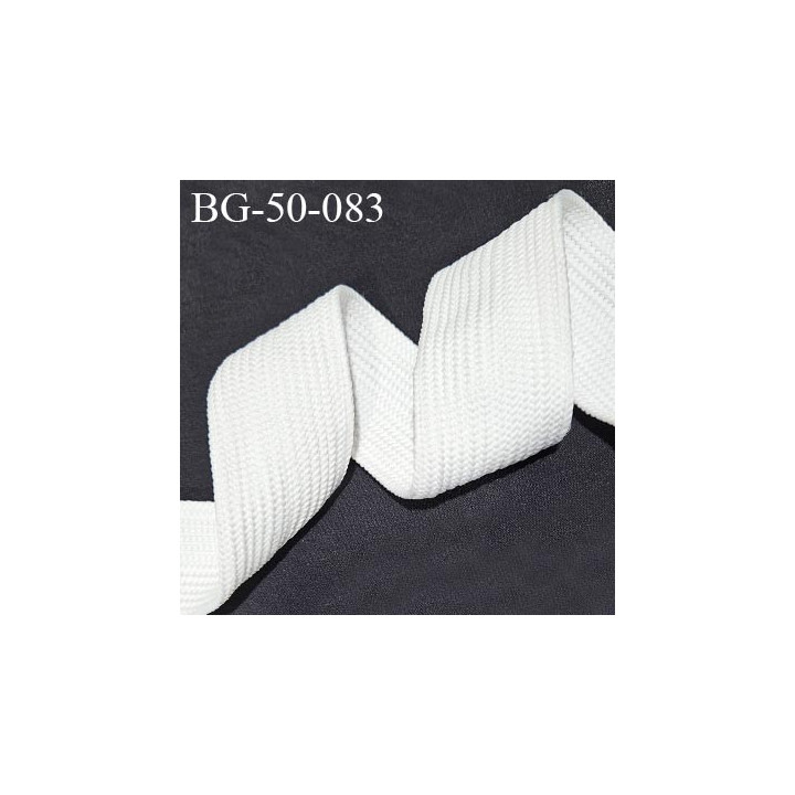 Galon sangle tressée 50 mm en polyester couleur blanc largeur 50 mm épaisseur 2 mm prix au mètre