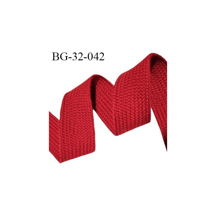 Galon sangle tressée 32 mm en polyester couleur rouge largeur 32 mm épaisseur 2 mm prix au mètre