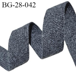 Galon sangle tressée 28 mm en polyester couleur gris foncé chiné largeur 28 mm épaisseur 2 mm prix au mètre