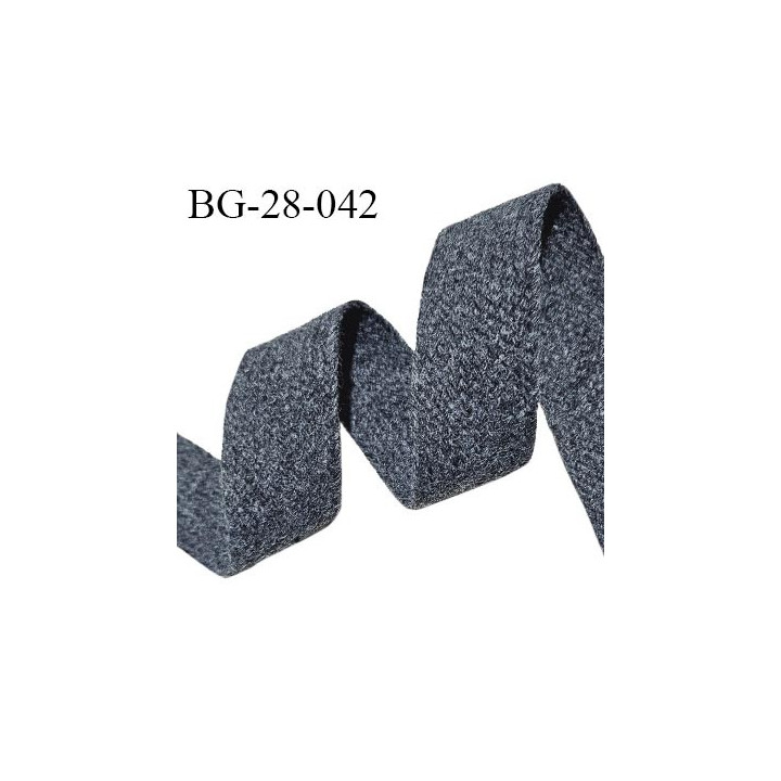 Galon sangle tressée 28 mm en polyester couleur gris foncé chiné largeur 28 mm épaisseur 2 mm prix au mètre