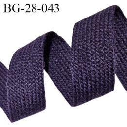 Galon sangle tressée 28 mm couleur violet indigo largeur 28 mm épaisseur 2 mm prix au mètre