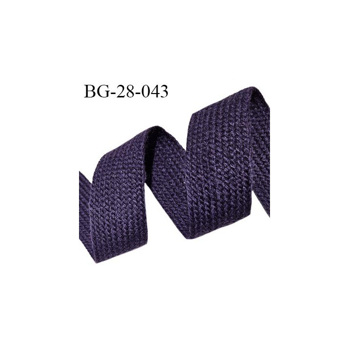 Galon sangle tressée 28 mm couleur violet indigo largeur 28 mm épaisseur 2 mm prix au mètre