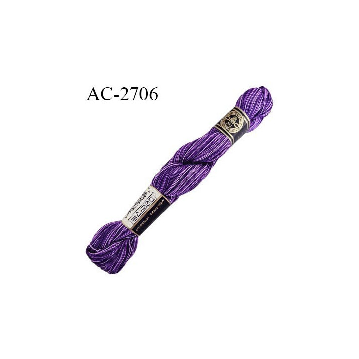 Echevette de coton perlé DMC 100% coton n°5 couleur violet dégradé prix pour une échevette de 25 g soit environ 112 mètres