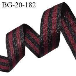 Sangle polyamide très solide 20 mm couleur noir et bordeaux largeur 20 mm épaisseur 0.5 mm prix au mètre