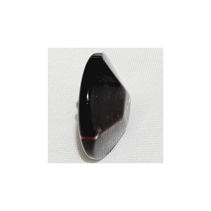 Bouton 34 mm en pvc couleur marron foncé à facette accroche avec un anneau prix à l'unité
