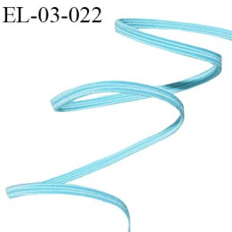 Elastique couture 3 mm couleur bleu turquoise largeur 3 mm allongement +130% prix au mètre