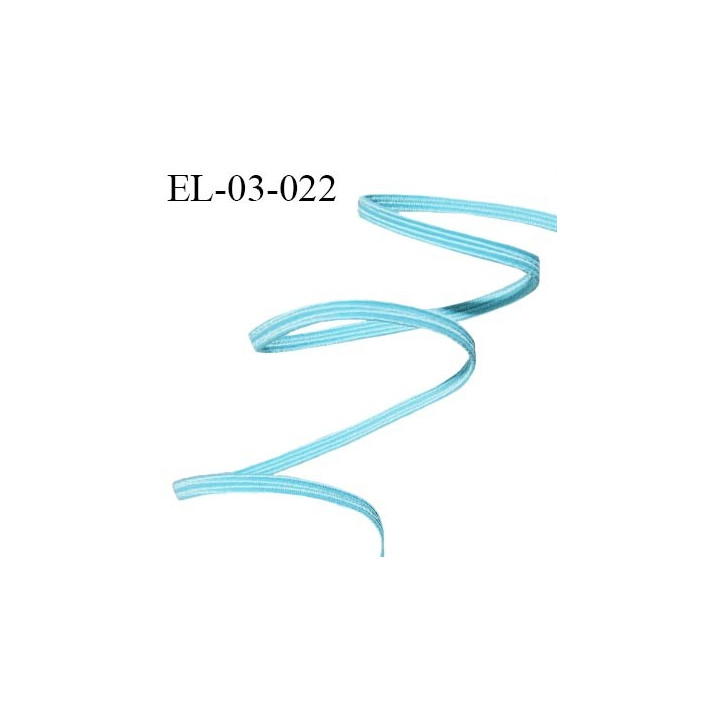 Elastique couture 3 mm couleur bleu turquoise largeur 3 mm allongement +130% prix au mètre