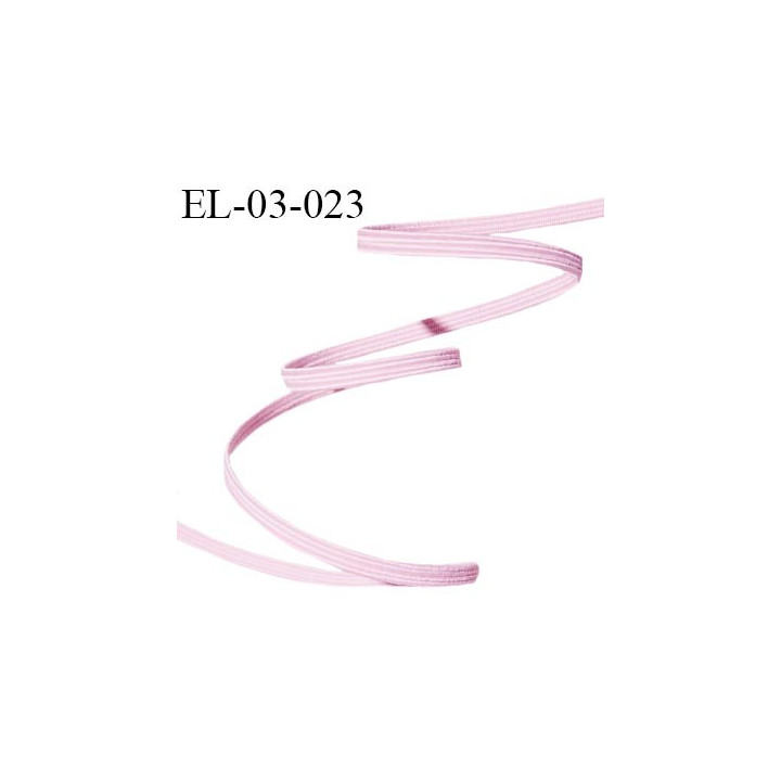 Elastique couture 3 mm couleur rose pâle largeur 3 mm allongement +130% prix au mètre