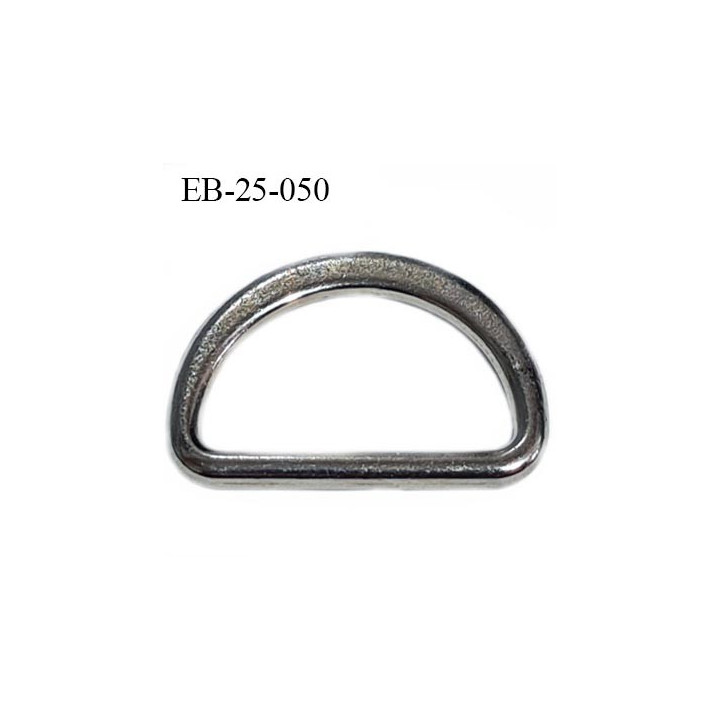 Boucle étrier 20 mm demi rond métal chromé brillant largeur extérieur 2.5 cm intérieur 2 cm idéal sangle de 20 mm hauteur 1.7 cm