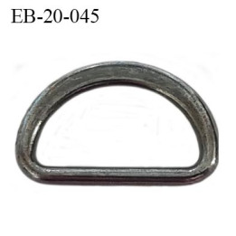 Boucle étrier 19 mm demi rond métal couleur acier largeur extérieur 1.9 cm intérieur 1.5 cm idéal sangle de 15 mm hauteur 1.3 cm